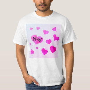 Rosa Aquarellherzen Eigene Namensinitialen T-Shirt
