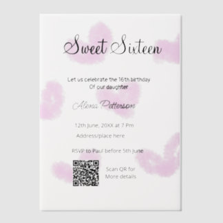 Rosa Aquarellherzen QR 16 . Geburtstag Geburtstag