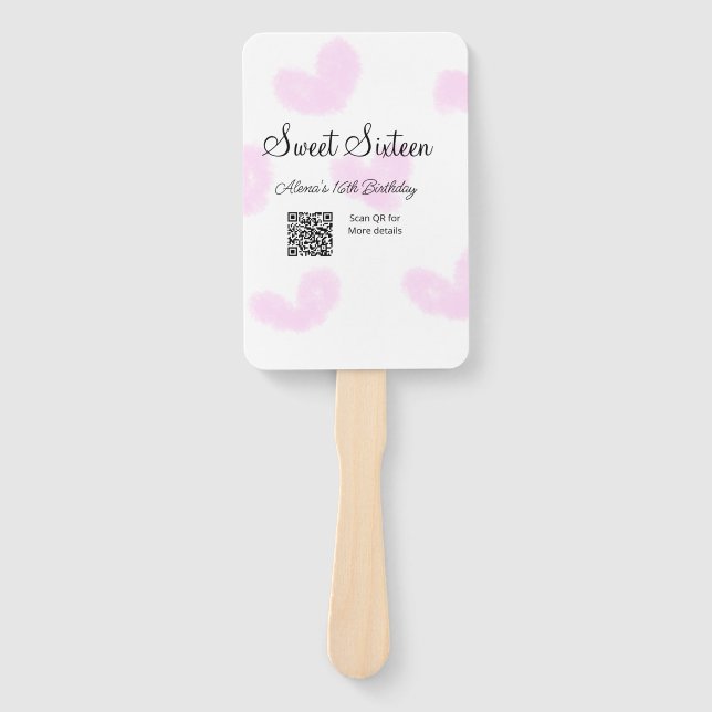 Rosa Aquarellherzen QR 16 . Geburtstag Geburtstag Fächer (Vorderseite)