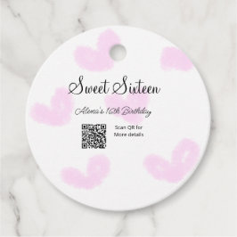 Rosa Aquarellherzen QR 16 . Geburtstag Geburtstag Geschenkanhänger