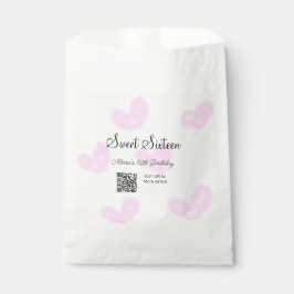 Rosa Aquarellherzen QR 16 . Geburtstag Geburtstag Geschenktütchen