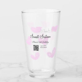 Rosa Aquarellherzen QR 16 . Geburtstag Geburtstag Glas