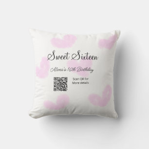 Rosa Aquarellherzen QR 16 . Geburtstag Geburtstag Kissen