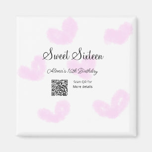 Rosa Aquarellherzen QR 16 . Geburtstag Geburtstag Magnet