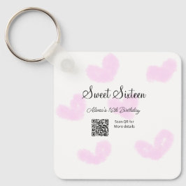 Rosa Aquarellherzen QR 16 . Geburtstag Geburtstag Schlüsselanhänger