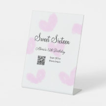 Rosa Aquarellherzen QR 16 . Geburtstag Geburtstag