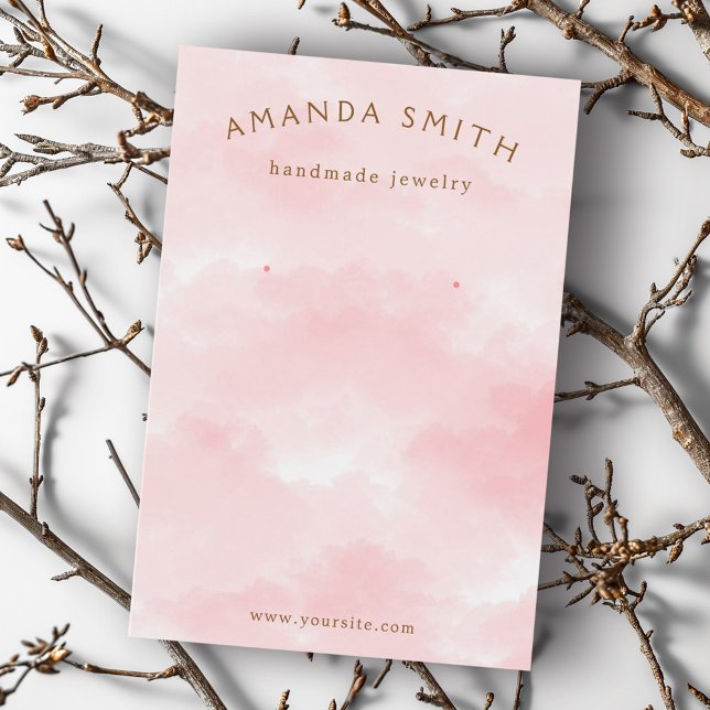 Rosa Aquarellkarte (Pink watercolor elegant earring display card)