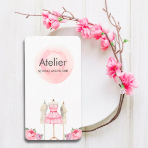 Rosa Aquarellkleid Mannequin Visitenkarte