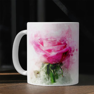 Rosa Aquarellkunst auf weißem Hintergrund Kaffeetasse