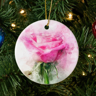 Rosa Aquarellkunst auf weißem Hintergrund Keramik Ornament