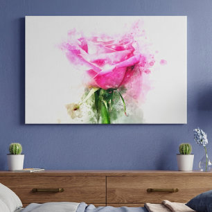 Rosa Aquarellkunst auf weißem Hintergrund Leinwanddruck