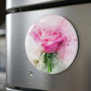 Rosa Aquarellkunst auf weißem Hintergrund Magnet