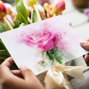Rosa Aquarellkunst auf weißem Hintergrund Postkarte