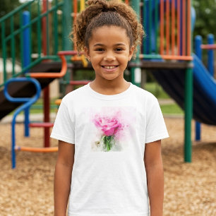 Rosa Aquarellkunst auf weißem Hintergrund T-Shirt