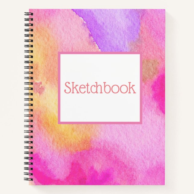 Rosa Aquarellkunst Notizbuch (Vorderseite)
