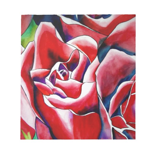 Rosa Aquarellkunst Originale Rose Notizblock (Vorderseite)