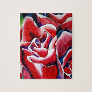 Rosa Aquarellkunst Originale Rose Puzzle