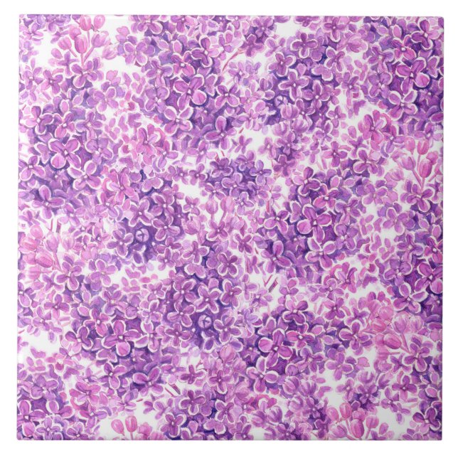 Rosa Aquarelllische Blume Fliese (Vorderseite)