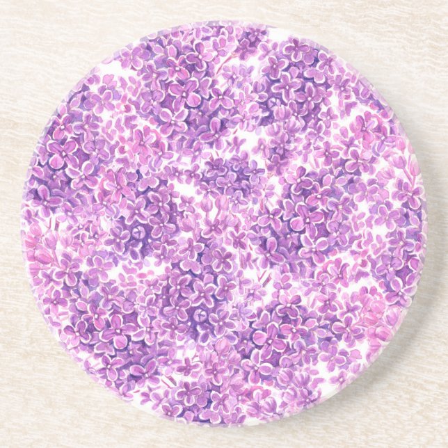 Rosa Aquarelllische Blume Sandstein Untersetzer (Vorne)