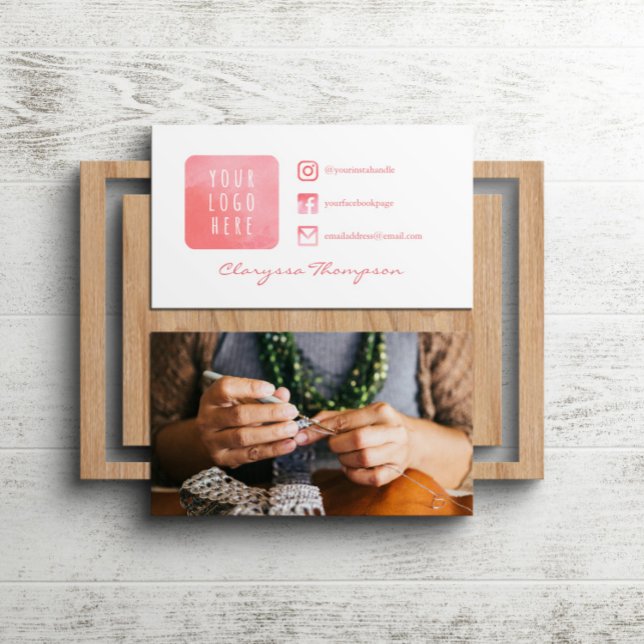 Rosa Aquarelllogo & Foto Social Media Visitenkarte (Von Creator hochgeladen)