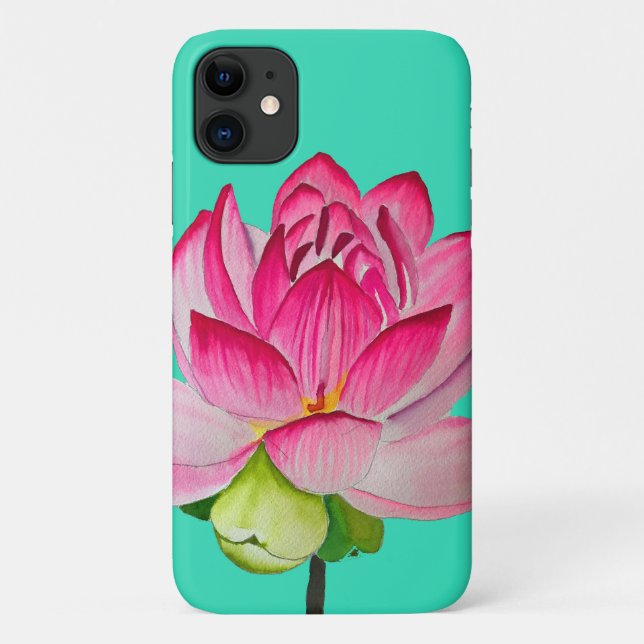 Rosa Aquarelllotus Blume Kunst Case-Mate iPhone Hülle (Rückseite)