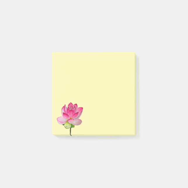 Rosa Aquarelllotus Blume Kunst Post-it Klebezettel (Vorderseite)