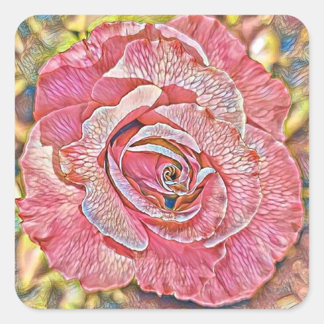 Rosa Aquarellmalerei Quadratischer Aufkleber (Vorderseite)