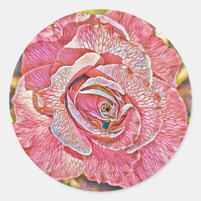 Rosa Aquarellmalerei Runder Aufkleber (Vorderseite)