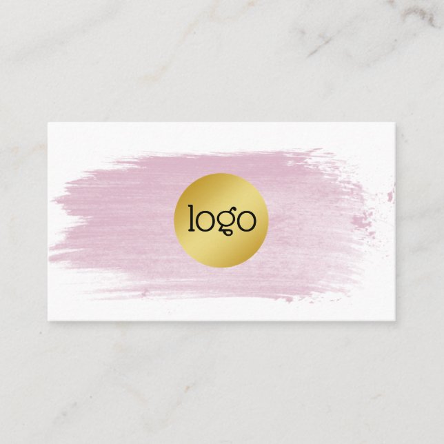 Rosa Aquarellpinsel Gold Ihr Logo Visitenkarte (Vorderseite)