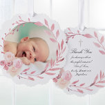 Rosa Aquarellrahmen Taufe danke Ornament Karte<br><div class="desc">Taufe danke Papierschmuck</div>