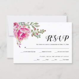 Rosa Aquarellschrift Hochzeit RSVP-Karte RSVP Karte