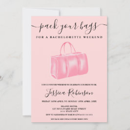 Rosa Aquarelltasche Bachelorette Wochenende Einladung