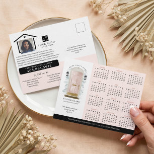 Rosa Aquarelltore Real Anwesen Kalender 2024 Postkarte