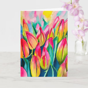 Rosa Aquarelltulis Kunst Karte