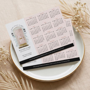 Rosa Aquarelltür Real Anwesen 2025 Kalender Postkarte