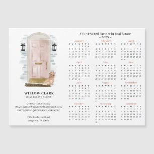 Rosa Aquarelltür Spaniel Real Anwesen Kalender Magneteinladung