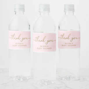Rosa Aquarellwasser Flasche Gesichtsbeweis Wasserflaschenetikett