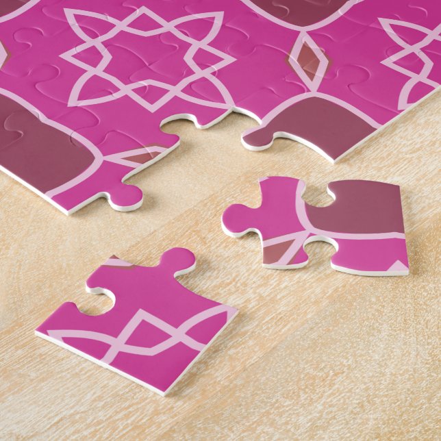 Rosa Arabesken-Stern-Blumen-Nahtloses Muster Puzzle (Seite)