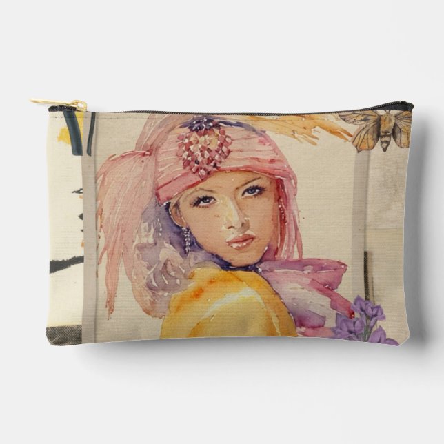 Rosa Art Deco Accessoire-Tasche Zubehörtasche (Vorderseite)