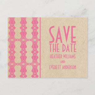 Rosa Art Deco Border Save the Date Postkarte