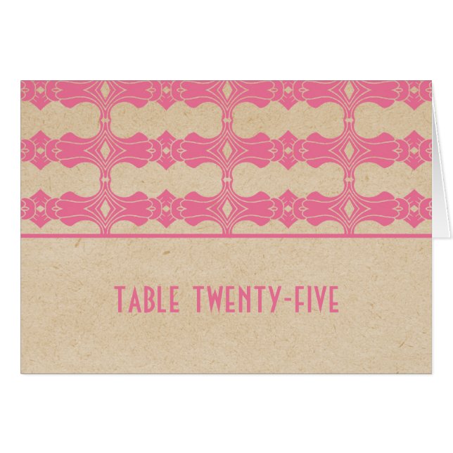 Rosa Art Deco Border Tischnummer Card (Vorderseite (Horizontal))
