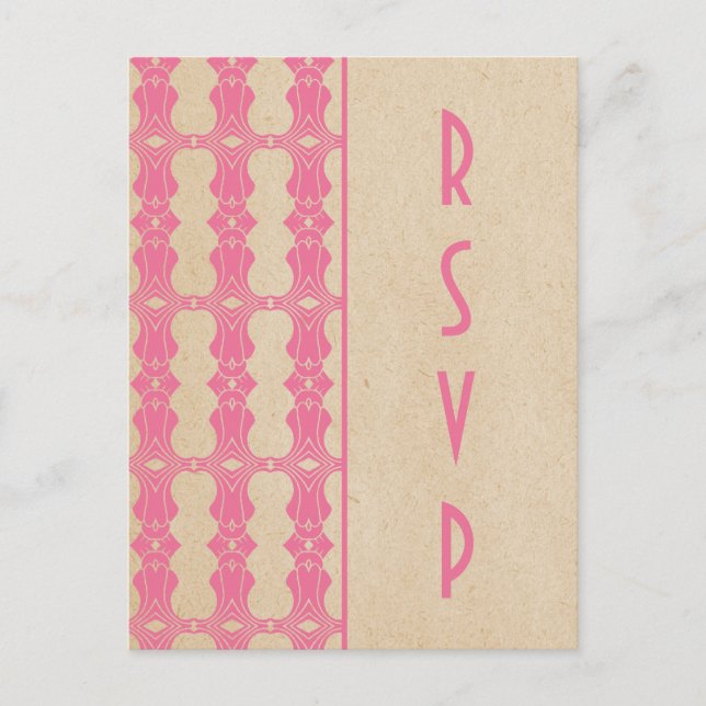 Rosa Art Deco Border UAWG Postkarte (Vorderseite)