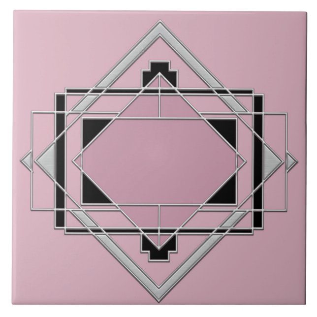 Rosa Art Deco Keramik Tile. Fliese (Vorderseite)