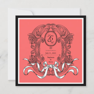 Rosa Art Deco-Schleife Vintage-Hochzeit Bitte Term Save The Date