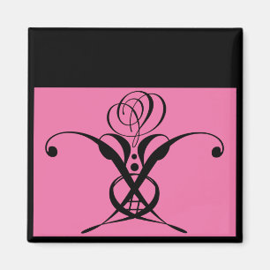 Rosa Art Deco Schwarz Geblüht Rose Magnet