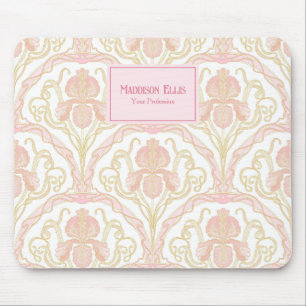 Rosa Art Nouveau Blumige Weibliche Geschäftsaussta Mousepad