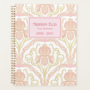 Rosa Art Nouveau Floral Feminine Geschäft Planer