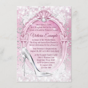 Rosa Aschenputtel-Glaspantoffel Quinceanera Einladung