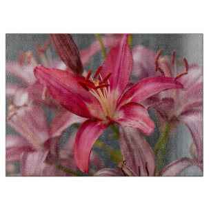 Rosa Asiatische Lilie, elegante Blumenfotografie Schneidebrett