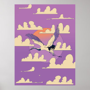 Rosa asiatischer Kranichvogel Poster